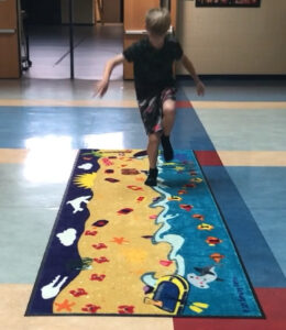 photo of sensory island rug in use