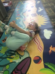 student doing sensory exercises