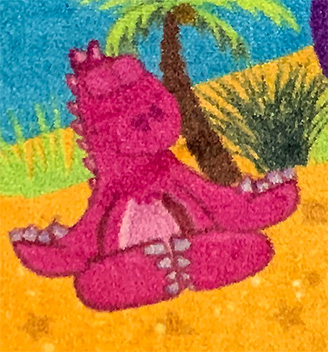 sensory path of dino in peace yoga pose