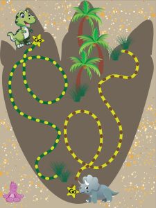 sensory wall graphic of a dinosaur footprint tracing