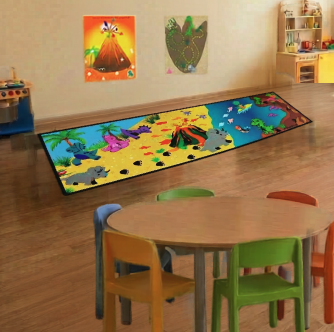 a sensory path mat and two wall graphics
