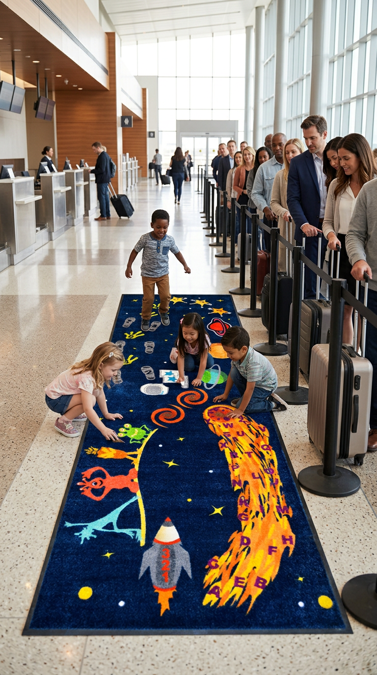 sensory path being used in an airport